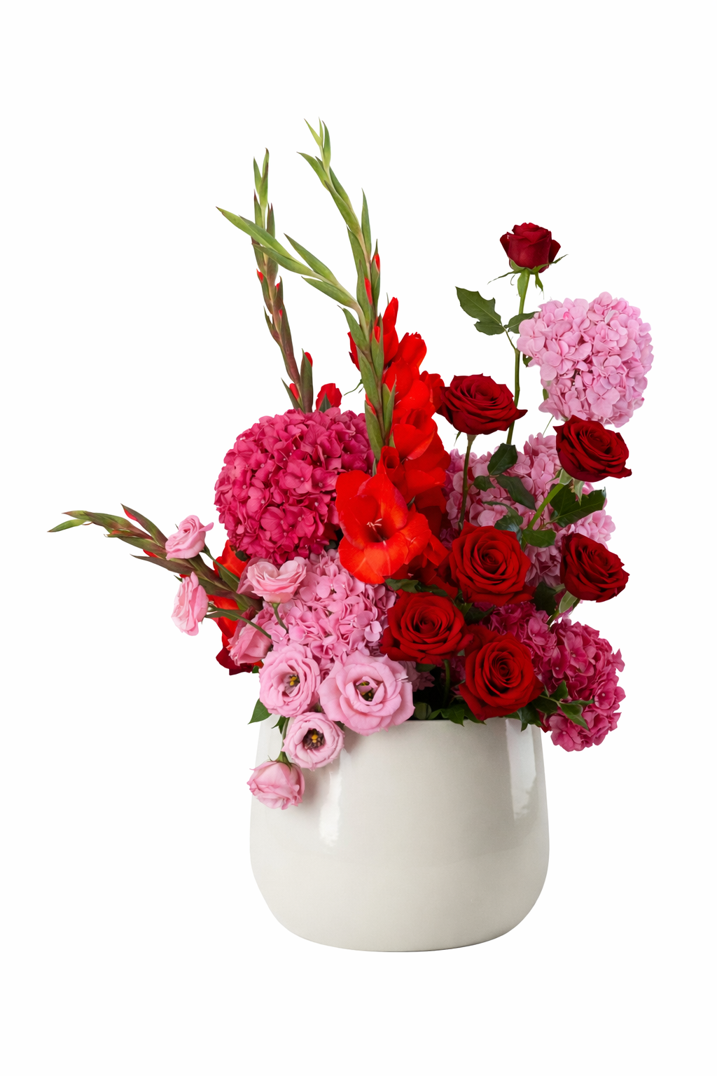 The Georgie | Red Rose & Pink Hydrangea Luxury Floral Arrangement ✨ Photo shown is Deluxe size